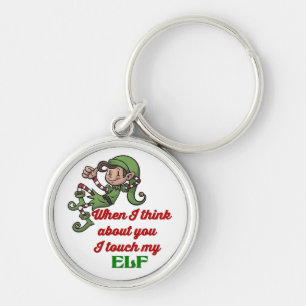 Porte-clés Je touche mon elfe Humour de Noël Porte - clé