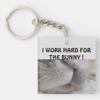 Porte-clés Je travaille dur pour la bague à clés de lapin