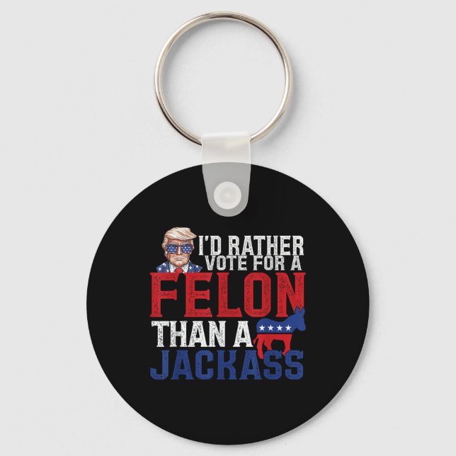 Porte-clés Je Veux Plutôt Un Felon Que Jack Trump Ameri (Recto)