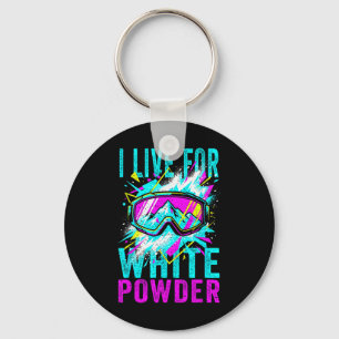Porte-clés Je vis pour la poudre blanche Ski rétro 80s 90s