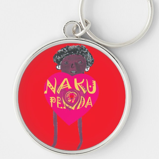 Porte-clés Je vous aime Nakupenda Kenya Swahili Art (Devant)