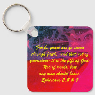 Porte-clés Jean 3:16 & Éphésiens 2:8 & 9 Porte - clé de la vé