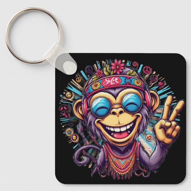 Porte-clés "Jeff the Chill Monkey" Keychain Aluminum Keychain (Recto)