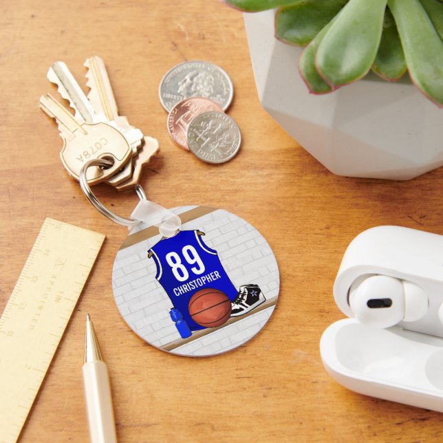 Porte-clés Jersey Blue and White Basketball (Bureau)