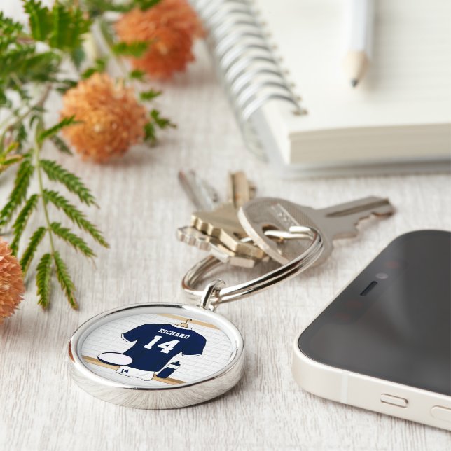 Porte-clés Jersey de rugby personnalisé dans vestiaire (Côté)