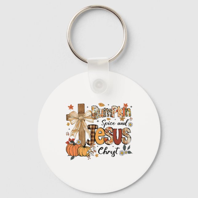 Porte-clés Jésus-Christ Spice de citrouille drôle d'automne T (Recto)
