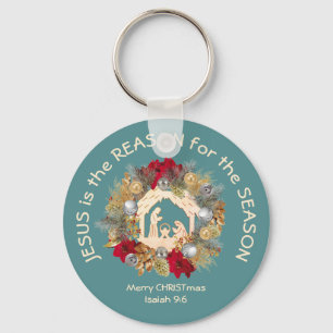 Porte-clés JÉSUS DE Noël turquoise EST LA RAISON POUR LE Port
