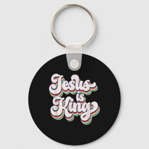 Porte-clés Jésus est King Retro Faith Conception