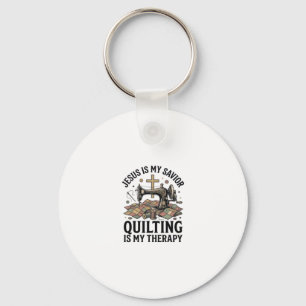 Porte-clés Jésus est mon Sauveur le Quilting est ma Thérapie