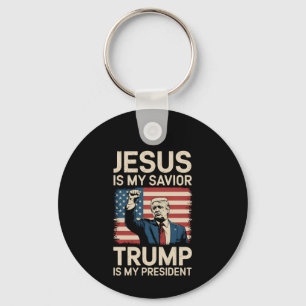 Porte-clés Jésus est mon sauveur Trump est mon président 47 É