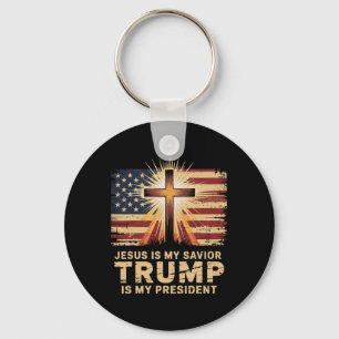 Porte-clés Jésus est mon sauveur Trump est mon président Bibl