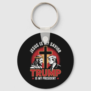 Porte-clés Jésus est mon sauveur Trump est mon président Pro-