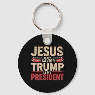 Porte-clés Jésus est mon sauveur Trump est mon président Pro-