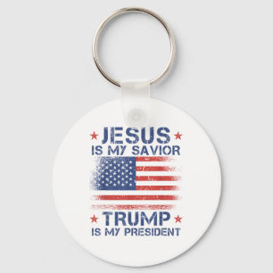 Porte-clés Jésus Est Mon Sauveur Trump Est Mon Président Retr