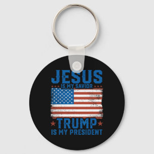 Porte-clés Jésus est mon sauveur Trump est mon président Trum