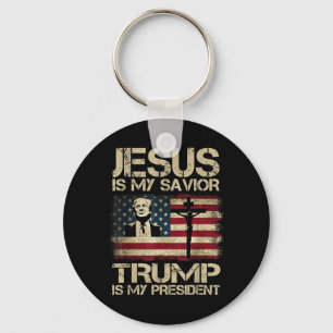 Porte-clés Jésus Est Mon Sauveur Trump Est Mon Président Trum