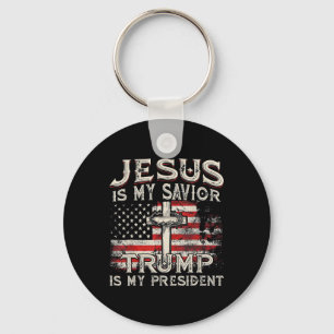 Porte-clés Jésus est mon sauveur Trump est mon président Trum