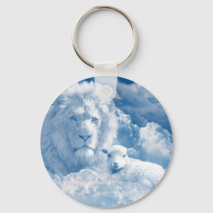 PORTE-CLÉS JÉSUS L'AGNEAU ET JÉSUS LE LION