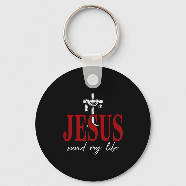 Porte-clés Jesus Saved My Life Cross Faith Christian Religiou (Recto)
