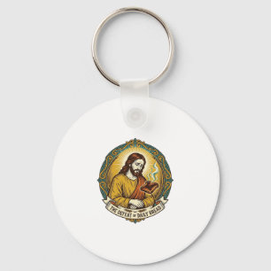 Porte-clés Jésus vaincu fumant du toast brûlé petit-déjeuner 