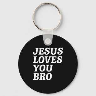 Porte-clés Jésus Vous Aime Bro, Foi Chrétienne Amusante Retro