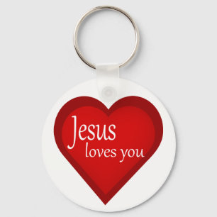 Porte-clés Jésus vous aime coeur Porte - clé affirmatif