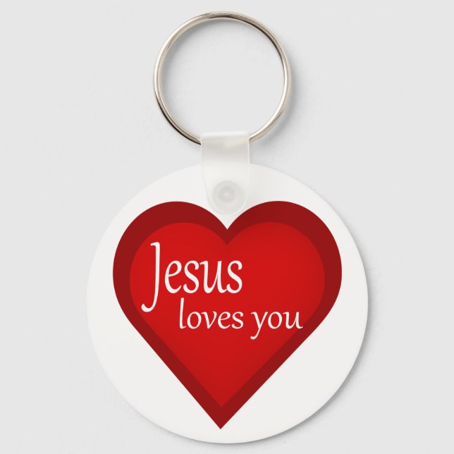 Porte-clés Jésus vous aime coeur Porte - clé affirmatif (Recto)