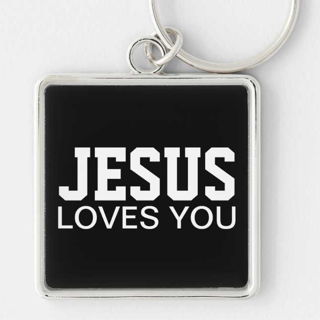 Porte-clés Jésus vous aime typographie de motivation (Devant)