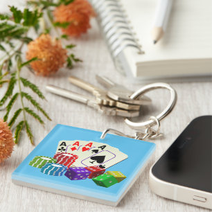 Porte-clés Jeu Casino Dice Poker jetons Cartes art