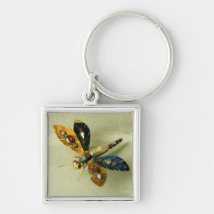 Porte-clés JEWEL DRAGONFÉ ANTIQUE gris blanc