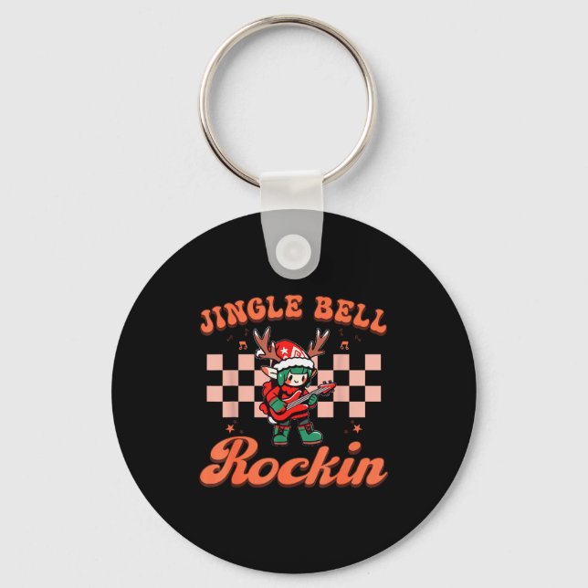 Porte-clés Jingle Bell Rocking Christmas Elf Rock N Roll Guit (Recto)