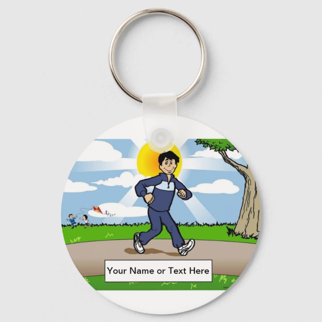 Porte-clés Jogger, coureur - Dessin masculin par PrintedPerfe (Recto)