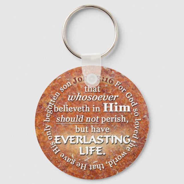 Porte-clés John 3:16 KJV Vie éternelle Bible Verse Citation (Recto)