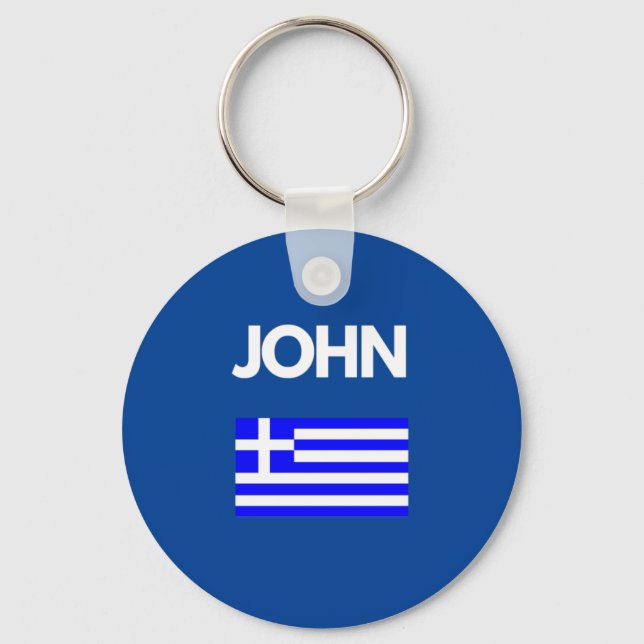 Porte-clés John Nom grec avec design de drapeau grec (Recto)