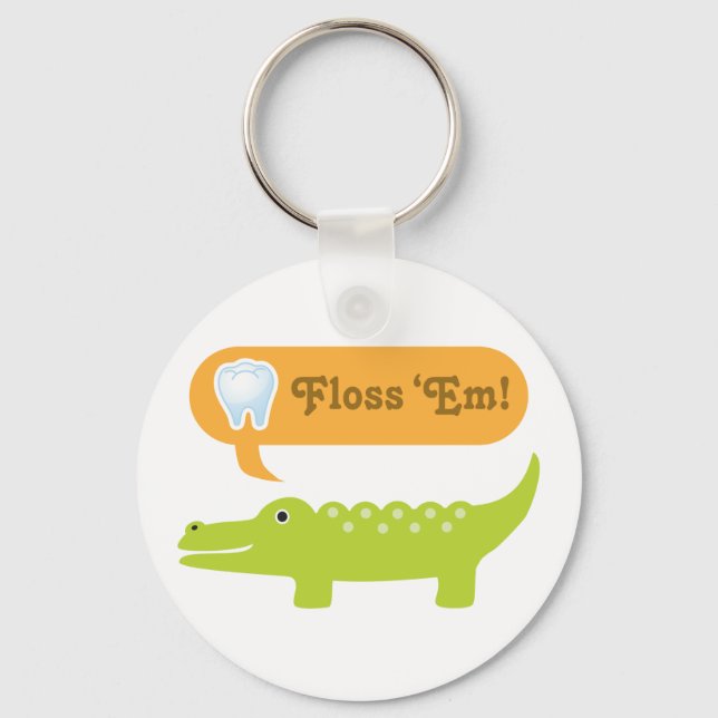 Porte-clés Joli Alligator Floss Hygiène dentaire (Recto)
