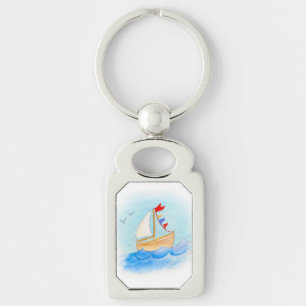 Porte-clés Joli bateau à voile en bois porte - clé