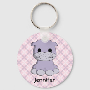 Porte-clés Joli bébé hippo dessin de nom fille porte - clé