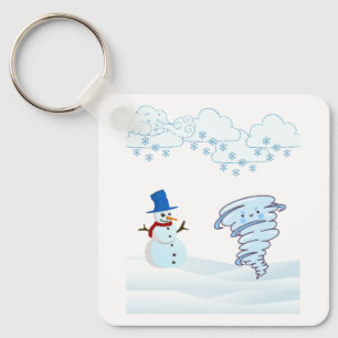 Porte-clés Joli bonhomme de neige et vent d'hiver