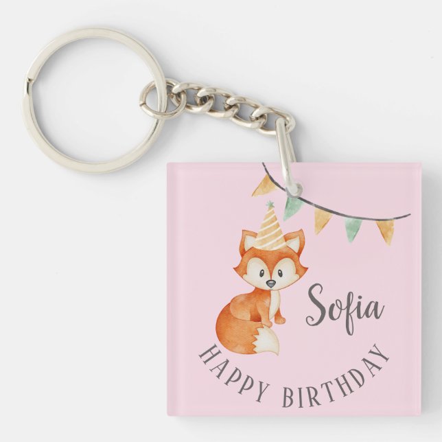 Porte-clés Joli Casquette de la fête Woodland Fox Anniversair (Devant)