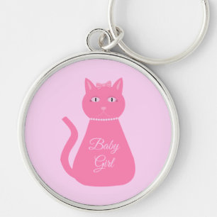 Porte-clés Joli chat fille rose sur mesure