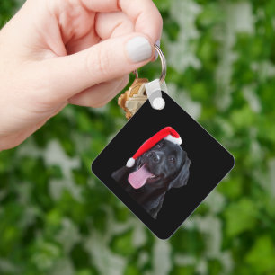Porte-clés Joli chien de Noël Santa Labrador noir drôle