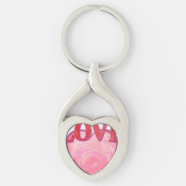Porte-clés Joli Coeur d'amour rose (Devant)