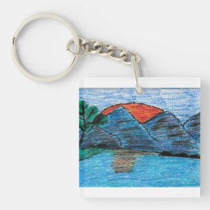 Porte-clés Joli coucher de soleil de montagne
