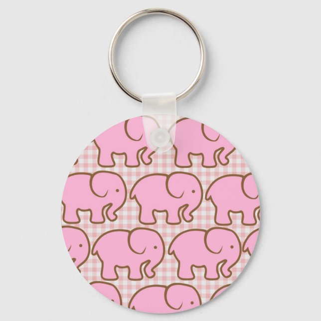 Porte-clés Joli éléphants roses sur Motif rose (Recto)