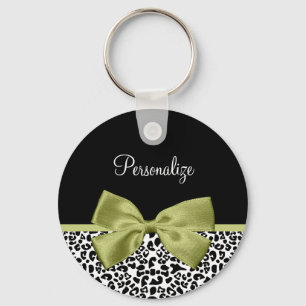 Porte-clés Joli Empreinte de léopard Spring Green Bow avec no