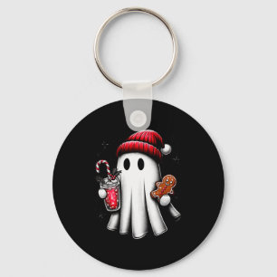 Porte-clés Joli fantôme du Père Noël buvant du café Glace Caf