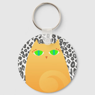 Porte-clés Joli gingembre Kitty sur le léopard de neige -