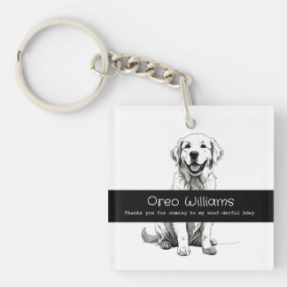 Porte-clés Joli Golden Retriever Woof anniversaire