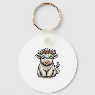 Porte-clés Joli haut vintage couronne de fleurs de vache des 