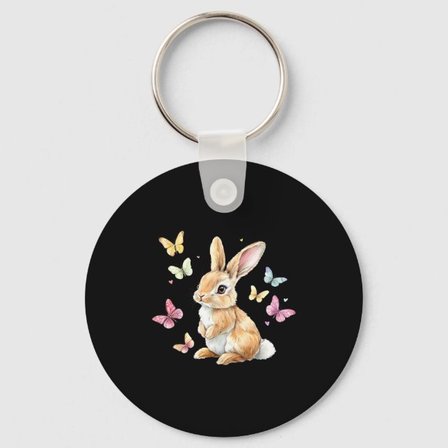 Porte-clés Joli lapin de Pâques papillon Joli lapin de Pâques (Recto)